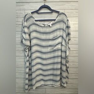 LC Lauren Conrad Blue and White Striped Bathing Suit Cover